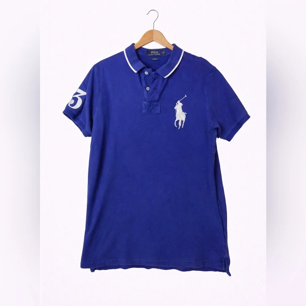 Polo Ralph Lauren Big Pony Polo Shirt Large Royal Blue Y2K Preppy Classic